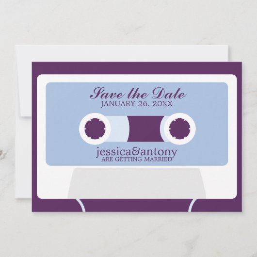 Retro Mixtape Huwelijk Opslag de Datum Kaart (Voorkant)