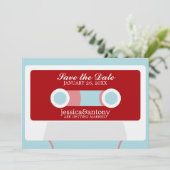 Retro Mixtape Huwelijk Opslag de Datum Kaart (Staand voorkant)