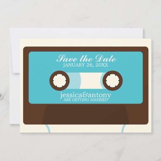 Retro Mixtape Huwelijk Opslagdatum Kaart (Voorkant)