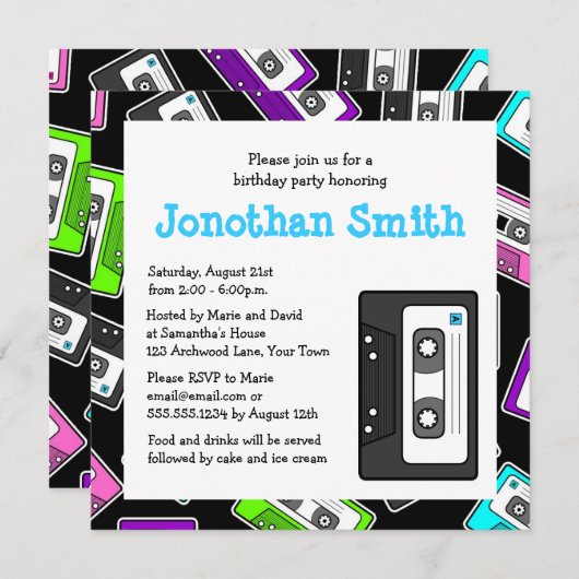 Retro Mixtape met als geboortedag beschouwde parti Kaart (Voorkant / Achterkant)