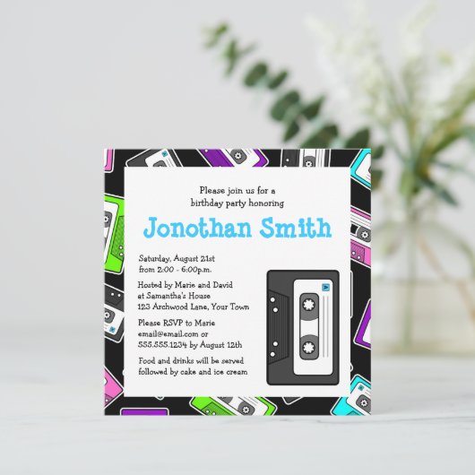 Retro Mixtape met als geboortedag beschouwde parti Kaart (Staand voorkant)