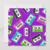 Retro Mixtape met gemartday party nodigt Paars uit Kaart (Achterkant)