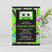 Retro Mixtape met uitnodiging van Birthday (Staand voorkant)