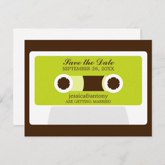 Retro Mixtape Weddenschap opslaan Datum Aankondigingskaart (Voorkant / Achterkant)