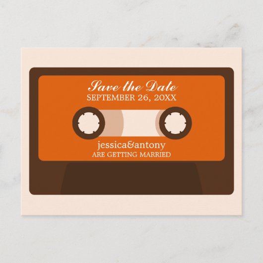 Retro Mixtape Weddenschap opslaan Datum Aankondigingskaart (Voorkant)