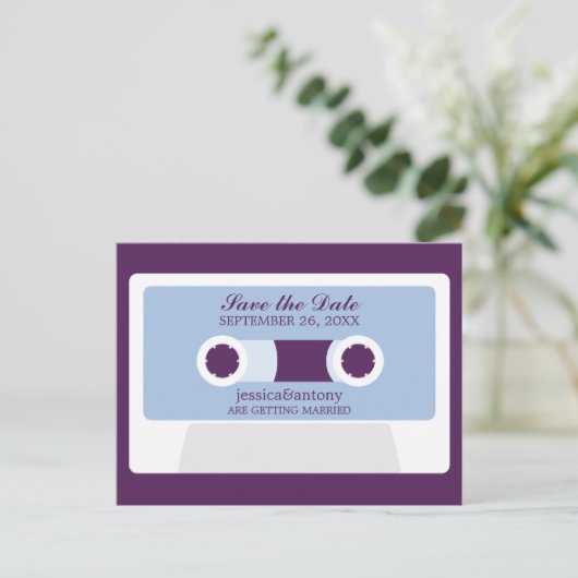 Retro Mixtape Weddenschap opslaan Datum Aankondigingskaart (Staand voorkant)