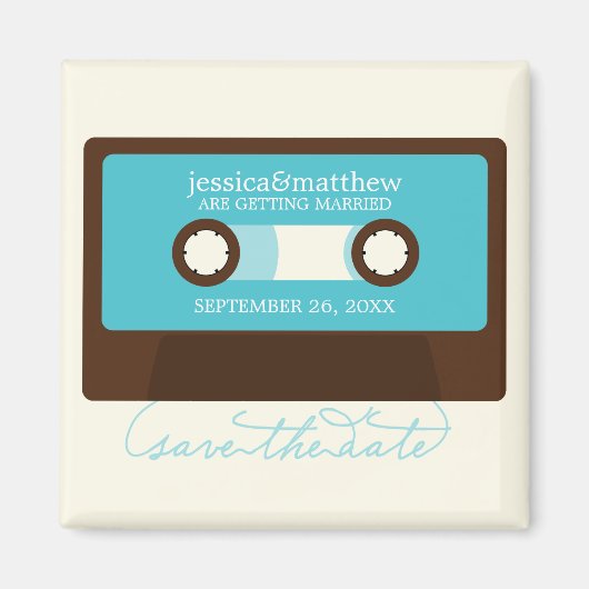 Retro Mixtape Weddenschap opslaan Datum Magneet (Voorkant)
