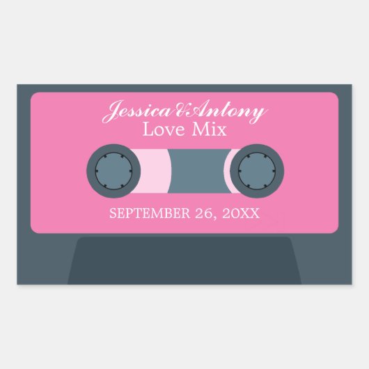 Retro Mixtape Wedding Favor Rechthoekige Sticker (Voorkant)
