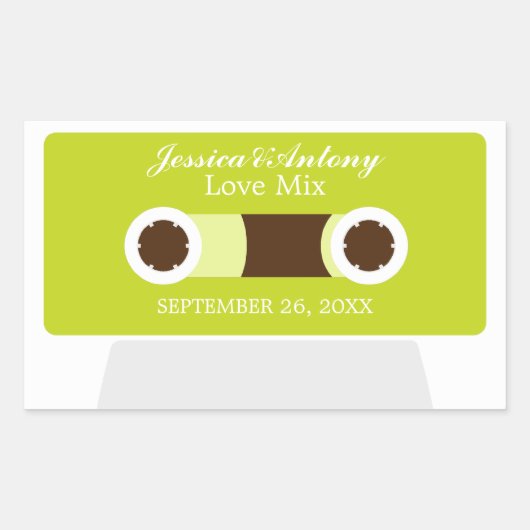 Retro Mixtape Wedding Favor Rechthoekige Sticker (Voorkant)