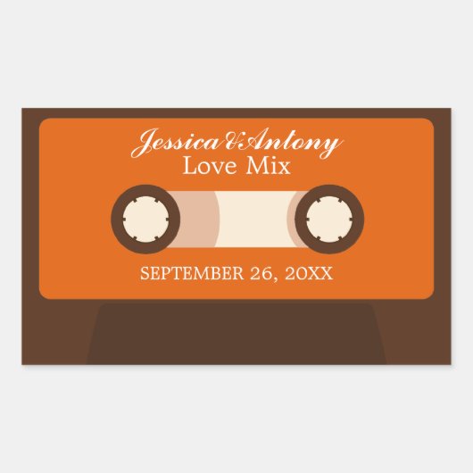 Retro Mixtape Wedding Favor Rechthoekige Sticker (Voorkant)