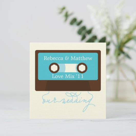 Retro Mixtape Wedding Kaart (Staand voorkant)