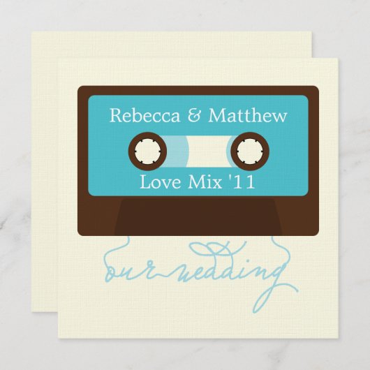 Retro Mixtape Wedding Kaart (Voorkant / Achterkant)