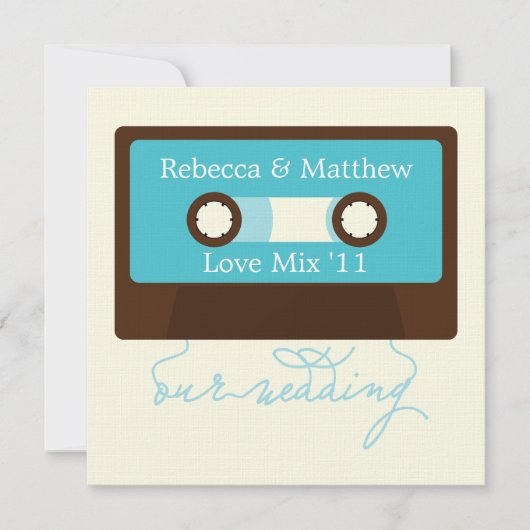 Retro Mixtape Wedding Kaart (Voorkant)