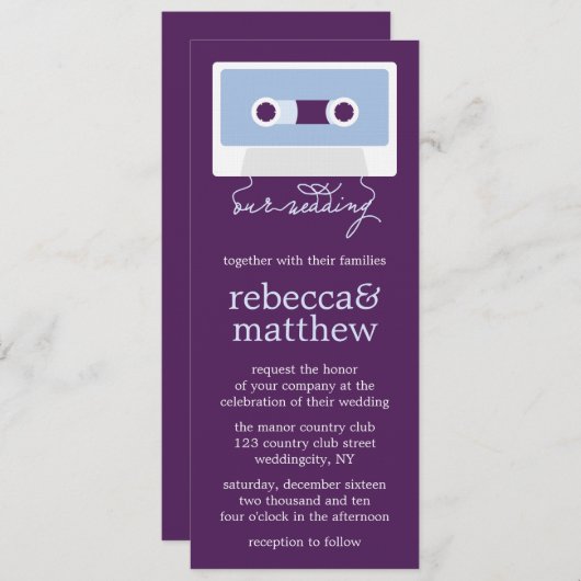 Retro Mixtape Wedding Kaart (Voorkant / Achterkant)