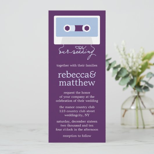 Retro Mixtape Wedding Kaart (Staand voorkant)