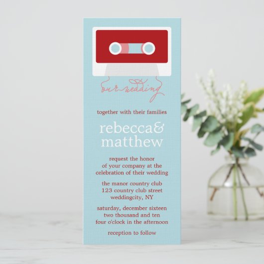 Retro Mixtape Wedding Kaart (Staand voorkant)