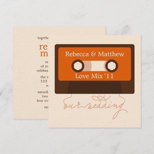 Retro Mixtape Wedding Kaart (Voorkant / Achterkant)