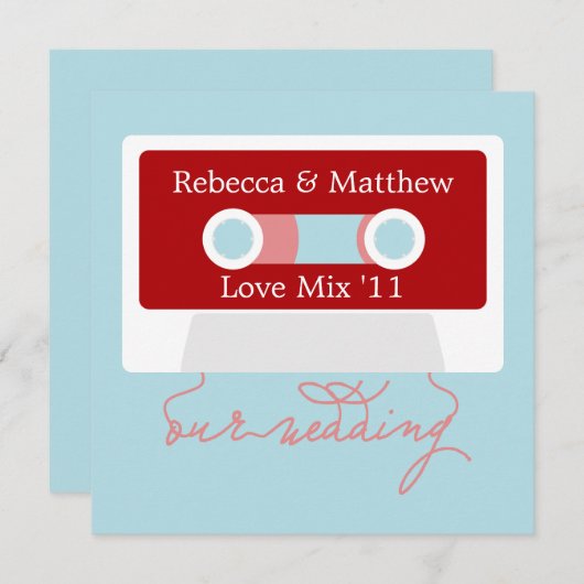 Retro Mixtape Wedding Kaart (Voorkant / Achterkant)