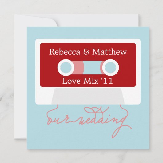 Retro Mixtape Wedding Kaart (Voorkant)