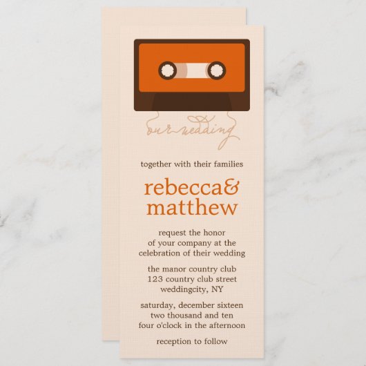 Retro Mixtape Wedding Kaart (Voorkant / Achterkant)