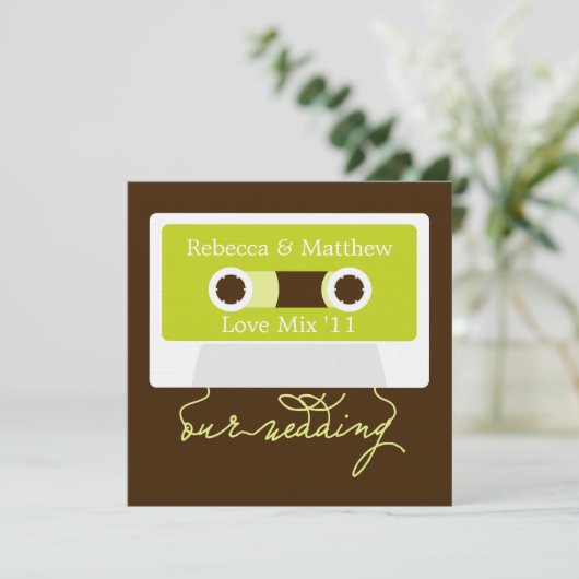 Retro Mixtape Wedding Kaart (Staand voorkant)