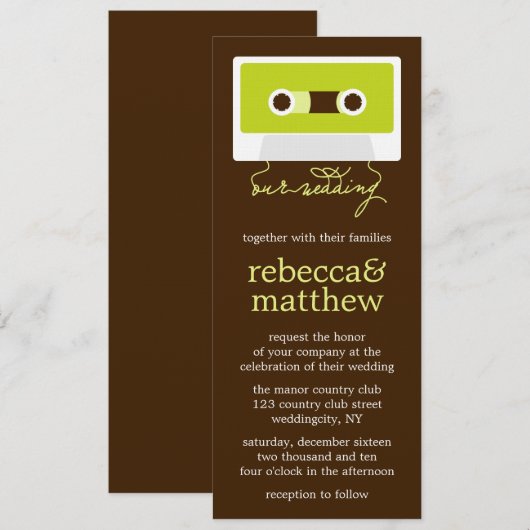 Retro Mixtape Wedding Kaart (Voorkant / Achterkant)