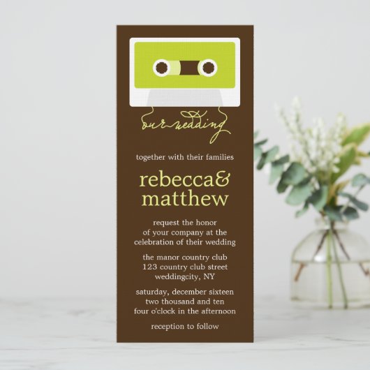 Retro Mixtape Wedding Kaart (Staand voorkant)