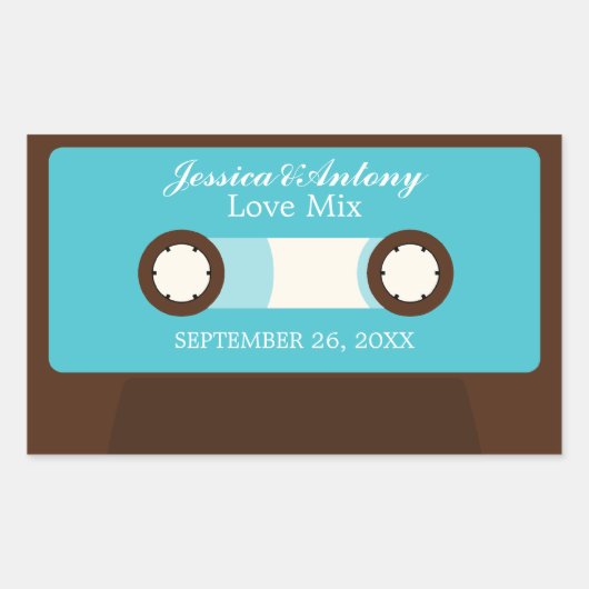 Retro Mixtape Wedding Rechthoekige Sticker (Voorkant)