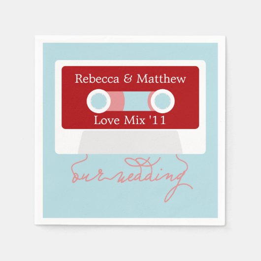 Retro Mixtape Wedding Servet (Voorkant)