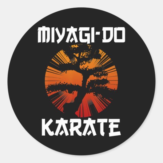 Retro Miyagi-do Karate Life Bonsai Tree Ma Ronde Sticker (Voorkant)