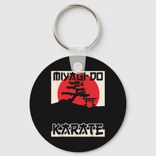 Retro Miyagi-do Karate Life Bonsai Tree Ma Sleutelhanger (Voorkant)