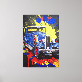 retro, mobiel, auto, , canvas afdruk