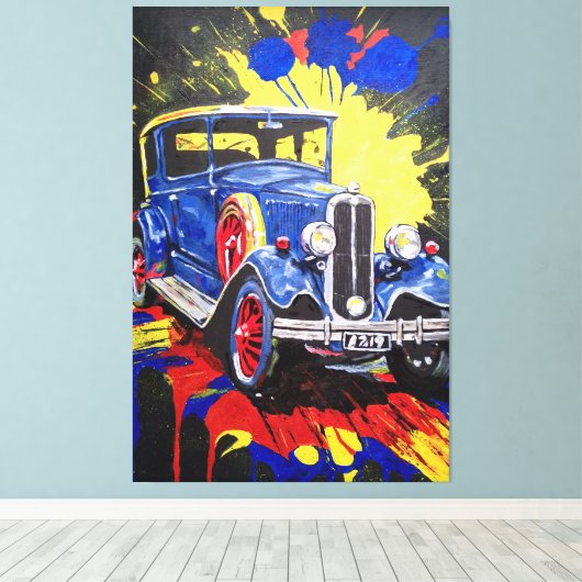 retro, mobiel, auto, , canvas afdruk (Insitu (Houten vloer))