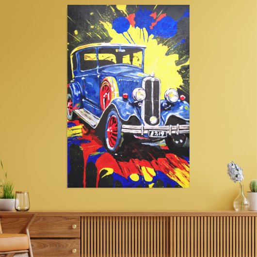 retro, mobiel, auto, , canvas afdruk (Insitu (Woonkamer))