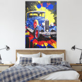 retro, mobiel, auto, , canvas afdruk (Insitu (Slaapkamer))