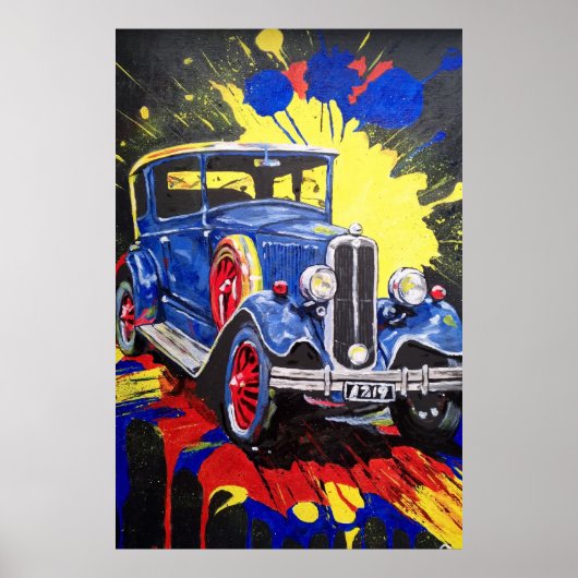 retro mobiel, auto, , poster (Voorkant)