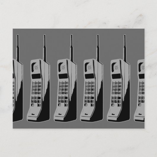 Retro mobiele telefoon grafisch briefkaart (Voorkant)
