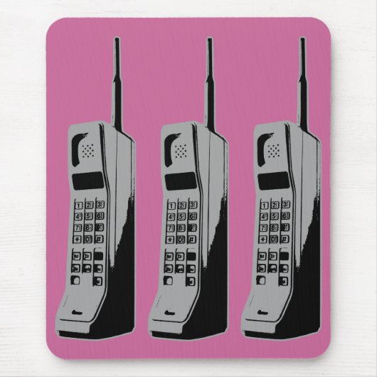 Retro mobiele telefoon grafisch muismat (Voorkant)