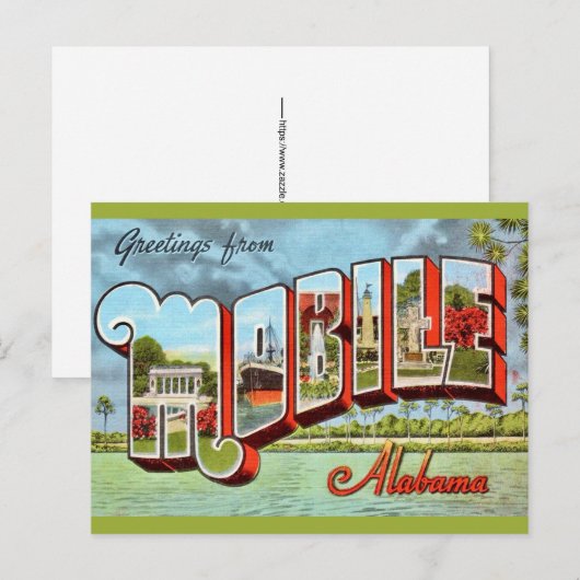 Retro Mobile Alabama Ansichtkaart Briefkaart (Voorkant / Achterkant)
