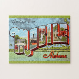 Retro Mobile Alabama Ansichtkaart Legpuzzel