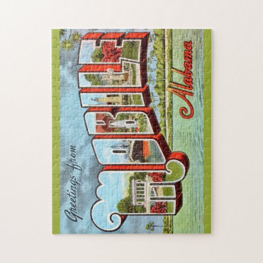 Retro Mobile Alabama Postcard Legpuzzel (Verticaal)