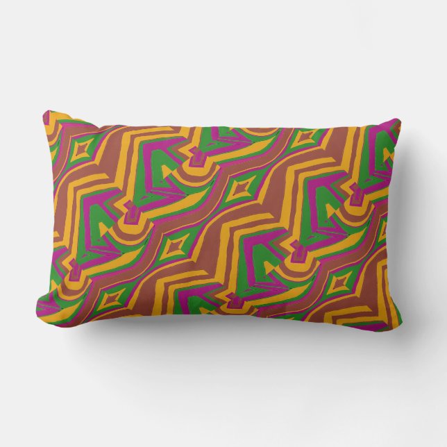 Retro Mod 1960s warme, kleurrijke Pillow uit de ja Kussen (Voorkant)