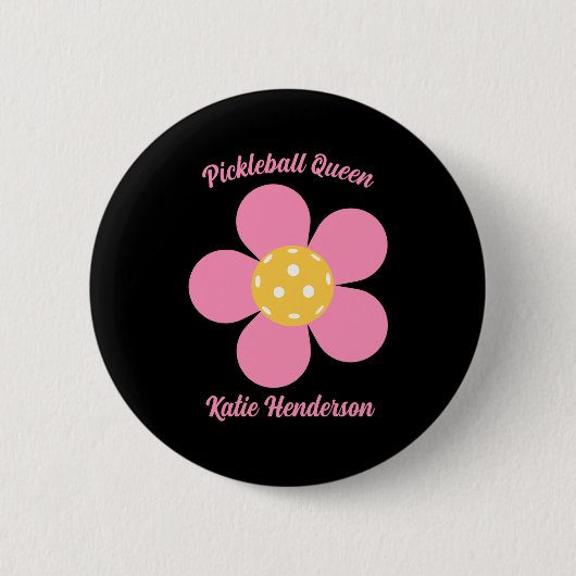 Retro Mod 70s Ckleball Bloem D Ronde Button 5,7 Cm (Voorkant)