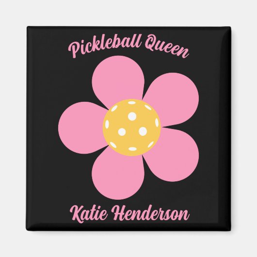 Retro Mod 70s Ckleball Flower D  Magneet (Voorkant)