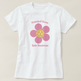 Retro Mod 70s Pickleball Flower gepersonaliseerd T-shirt