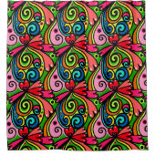 Retro Mod 70's ventilatorkrachtventiel kleurrijke  Douchegordijn (Voorkant)