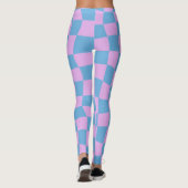 Retro Mod Abstract Checkerboard in blauw en Paars Leggings (Achterkant)