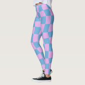 Retro Mod Abstract Checkerboard in blauw en Paars Leggings (Links)