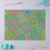 Retro mod abstracte cirkels, Groen en Oranje-rood Tissuepapier (Craft)