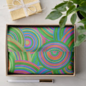 Retro mod abstracte cirkels, Groen en Oranje-rood Tissuepapier (Geschenk)